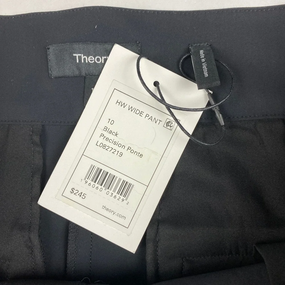 NWT Theory High Waist Wide Leg Precision Ponte Pants Women's Size 10 Black - Picture 6 of 14